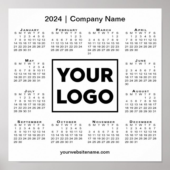 Poster Calendrier 2024 avec logo et nom de l'entreprise (Devant)