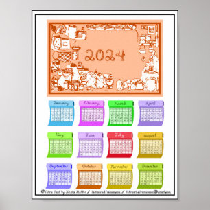 Poster Calendrier 2024 Boulons Tissu Police Couture Impri