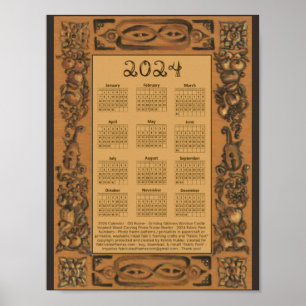 Poster Calendrier 2024 Château de Windsor Cadre en bois i