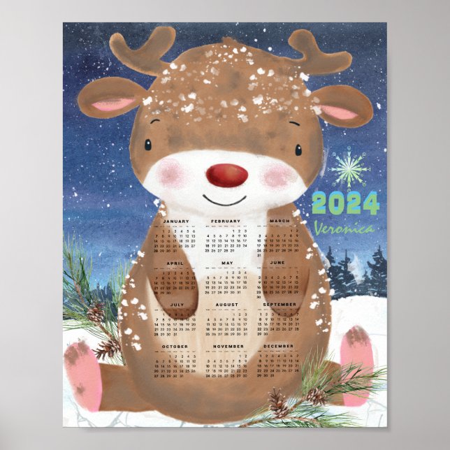 Poster Calendrier 2024 des meilleurs rennes (Devant)