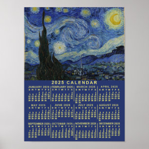 Poster Calendrier 2025 Année Nuit étoilée ou ajouter votr