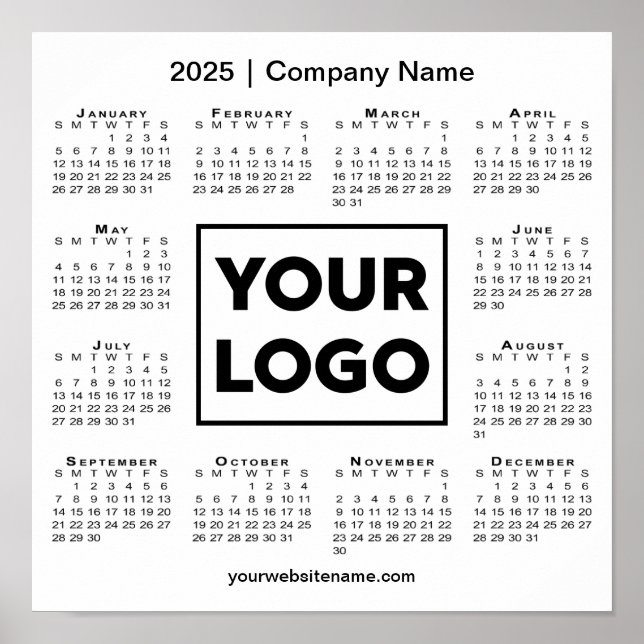 Poster Calendrier 2025 avec logo et nom de l'entreprise (Devant)