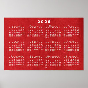 Poster Calendrier 2025 blanc sur photo personnalisable