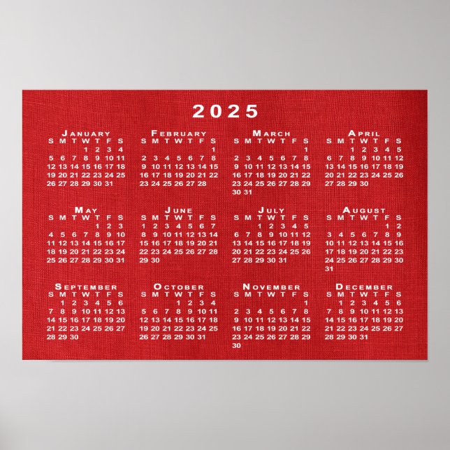 Poster Calendrier 2025 blanc sur photo personnalisable (Devant)