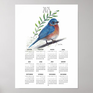 Poster Calendrier 2025 de l'affiche Bluebird On Branch