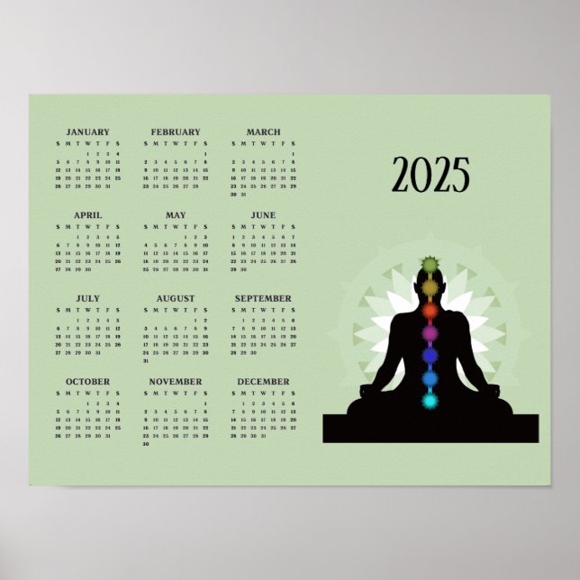 Poster Calendrier 2025 de Seven Chakras Yoga Desig (Devant)
