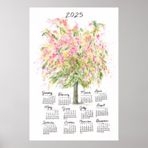 Calendrier 2025 Grand Arbre de Pluie Aquarelle Arc