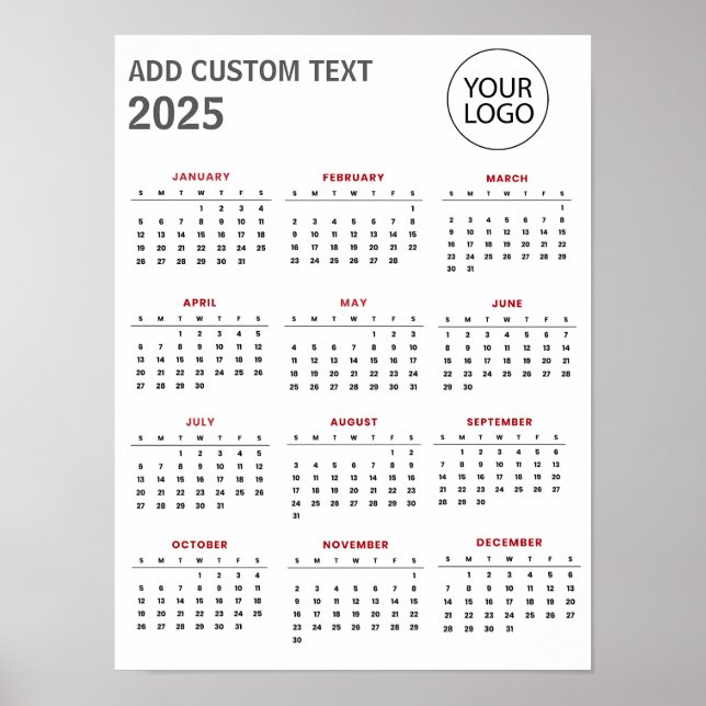 Poster Calendrier 2025 Logo et Texte d'entreprise Profess (Devant)