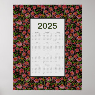 Poster Calendrier 2025 pleine année Fleurs de cône
