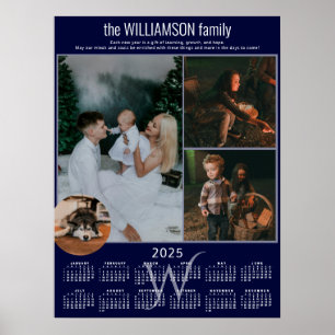 Poster Calendrier 2025 pour collage de 4 photos Souvenir 