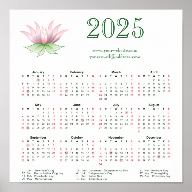 Poster Calendrier 2025 pour les entreprises (Devant)