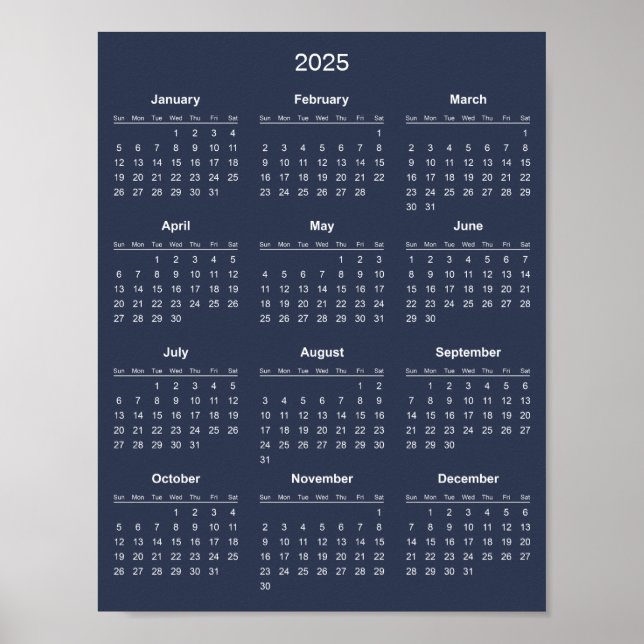 Poster Calendrier 2025 Simple et Élégant |  (Devant)