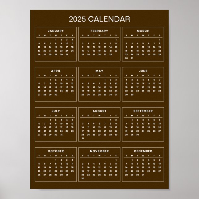 Poster Calendrier 2025 Simple et Élégant |  (Devant)