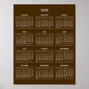 Poster Calendrier 2025 Simple et Élégant