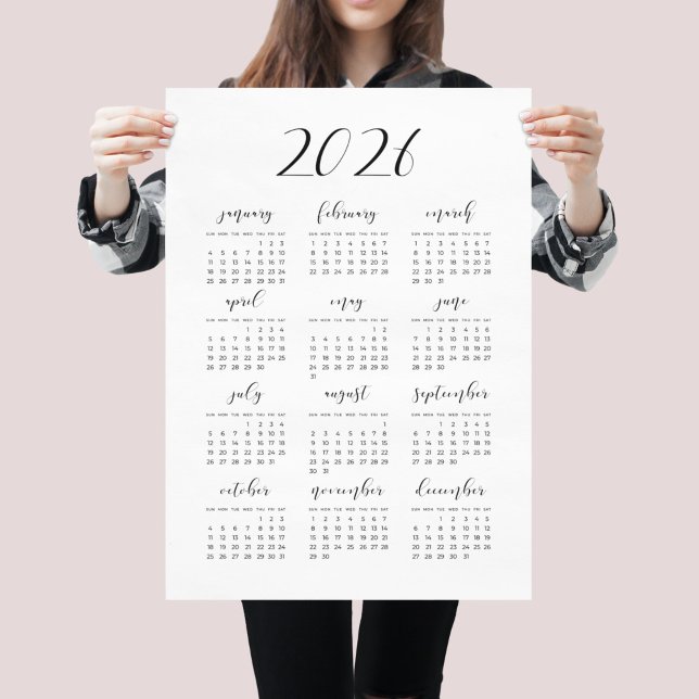 Poster Calendrier 2025 simple et élégant (Créateur téléchargé)