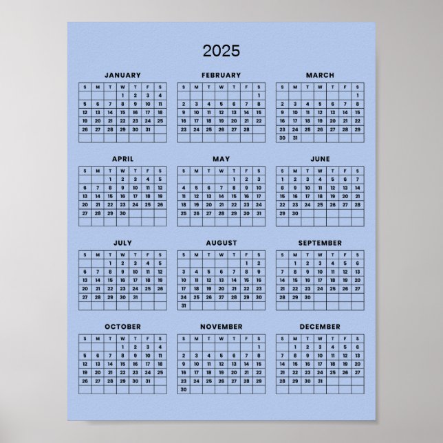 Poster Calendrier 2025 Simple et Élégant |  (Devant)