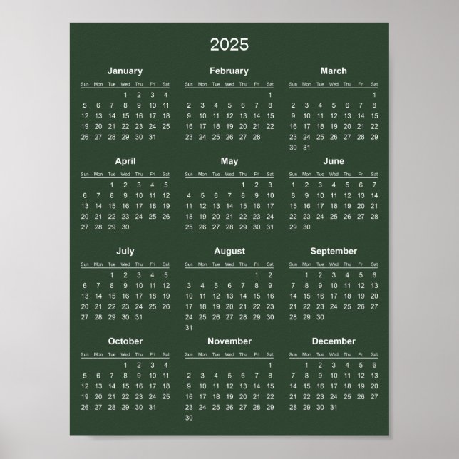 Poster Calendrier 2025 Simple et Élégant |  (Devant)