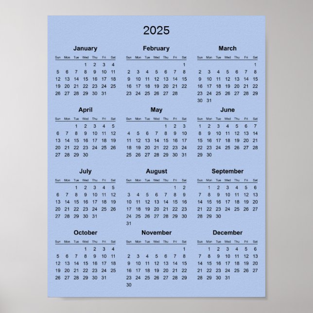 Poster Calendrier 2025 Simple mais Élégant |  (Devant)
