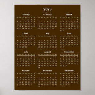 Poster Calendrier 2025 simple mais élégant  