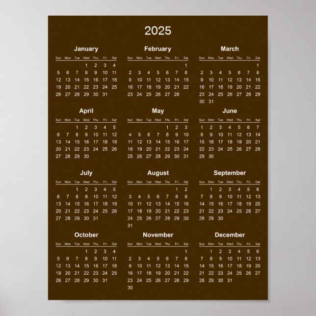 Poster Calendrier 2025 simple mais élégant | (Devant)