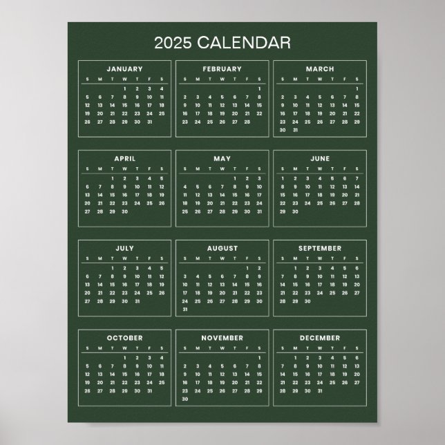 Poster Calendrier 2025 Simple mais Élégant |  (Devant)