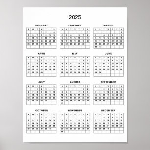 Poster Calendrier 2025 simple mais élégant  