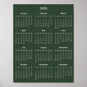 Poster Calendrier 2025 simple mais élégant  