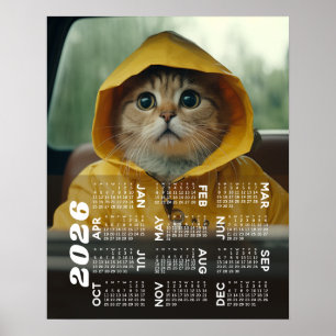 Poster Calendrier 2026 avec photo vue annuelle moderne