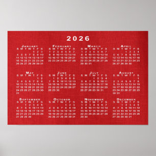 Poster Calendrier 2026 blanc sur photo personnalisable