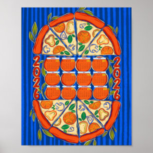 Poster Calendrier 2026 - Calendrier Pizza