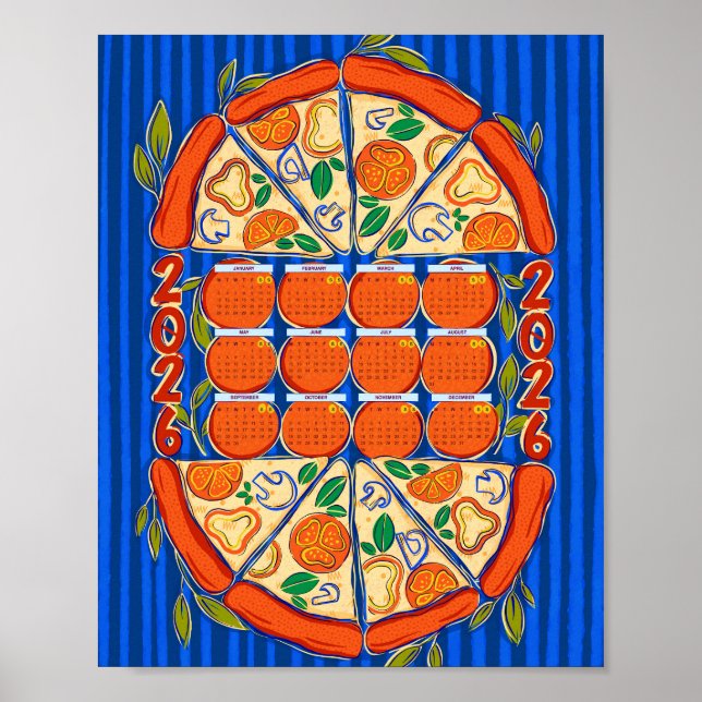 Poster Calendrier 2026 - Calendrier Pizza (Devant)