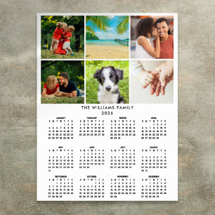 Poster Calendrier 2026 Collage Photo 6 Moderne