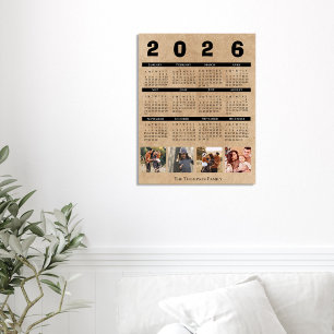 Poster Calendrier 2026 Collage Photo de Famille Kraft Rus
