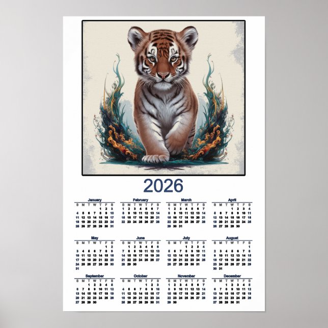Poster Calendrier 2026 de Tigre Kitten (Devant)