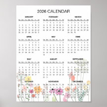 Calendrier 2026 floral simple mais élégant | 