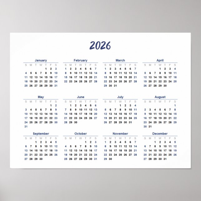 Poster Calendrier 2026 Par Mois Accueil Bureau scolaire M (Devant)