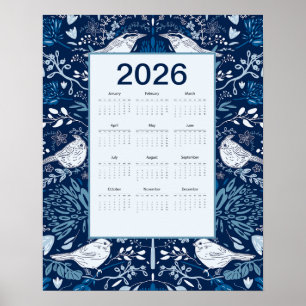 Poster Calendrier 2026 pour les oiseaux