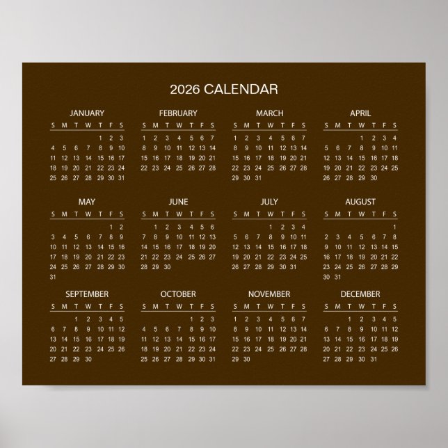 Poster Calendrier 2026 Simple mais Élégant |  (Devant)