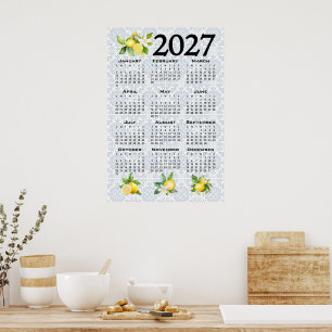 Poster Calendrier 2027 Citrons Carreaux Italiens Méditerr