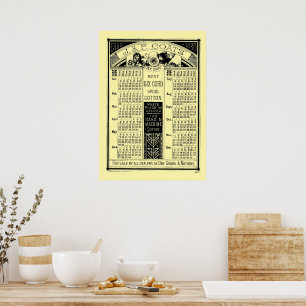 Poster Calendrier à bobine vintage de l'ère victorienne 1