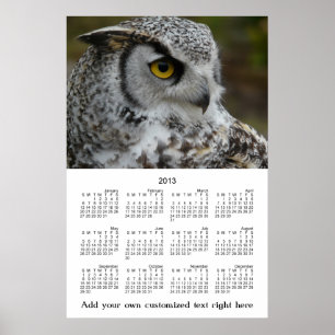 Poster Calendrier annuel de photo de profil de hibou de 2