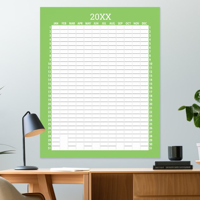 Poster Calendrier annuel - Planificateur d'objectifs blan (any year - calendar poster)