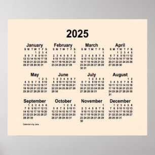 Poster Calendrier Antique Blanc 2025 de Janz Print