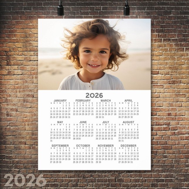 Poster Calendrier avec photo - Vue annuelle complète (2026 Calendar Poster)