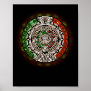 Poster Calendrier Aztèque Pierre de Soleil Art Mexicain S