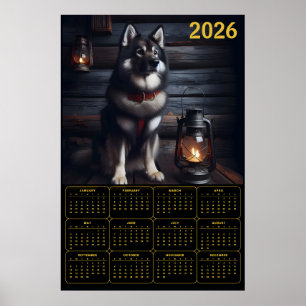 Poster Calendrier Berger Allemand 2026 Cabine Rustique