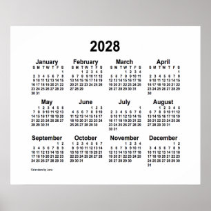 Poster Calendrier blanc 2028 de Janz Print