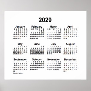 Poster Calendrier blanc 2029 par Janz Imprimer