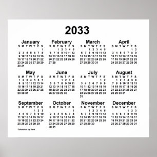 Poster Calendrier blanc 2033 par Janz Imprimer