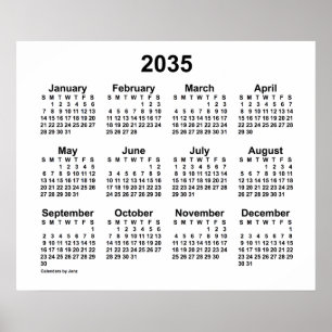 Poster Calendrier blanc 2035 par Janz Imprimer